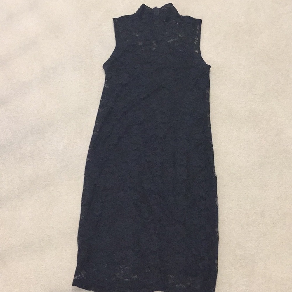 Black lace dress with choker neck